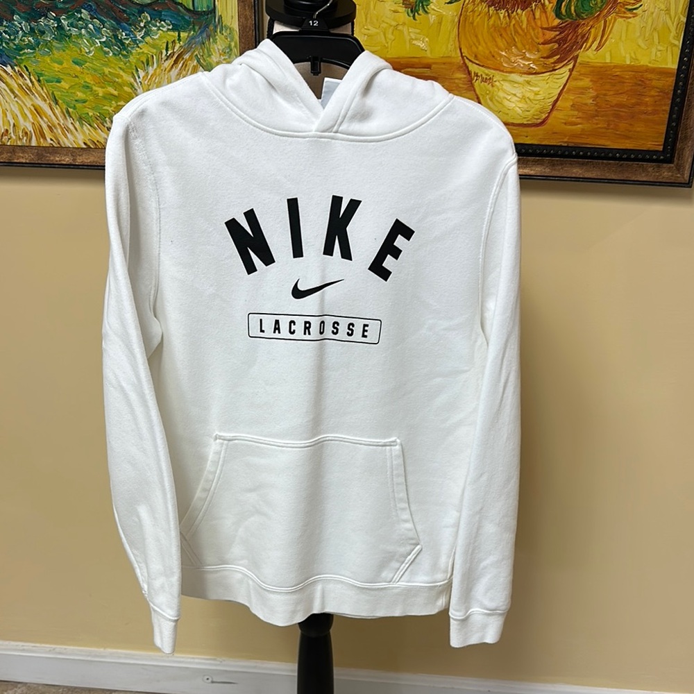 Nike White Cotton Blend Sweater Minimalist Design